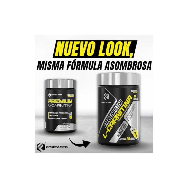 Forzagen L-Carnitina Premium, 90 Cápsulas, Suplemento Termogénico con Cetonas de