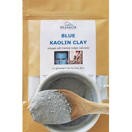 Splendor Santa Barbara Kaolin Blue Clay - Herb Infused with Indigo naturalis. Lightweight Clay Powder for Face & Body Masks, Soap Making Supplies, Cosmetics and Bath Bombs for Firm, Soft Skin 4 oz