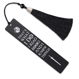 Hafhue That What I Do I Read Book And I Know Things Metal Bookmark with Tassels, Funny Lion Head Bookmark Gifts for Reader Librarian Book Lover Bookish Writer, Inspirational Gifts for Coworker Friends