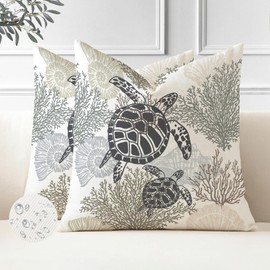 Miuyunya Outdoor Cushion Starfish 45 x 45 cm Weatherproof Maritime Cushion Covers Set of 2 Seahorse Turtle Starfish Cushion Cover Spring Summer Cushion Cover Waterproof Cushion Cover for Garden Living