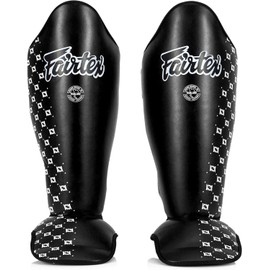 Fairtex SP5 Muay Thai Shin Guards for Men, Women, Kids | Shinguards are Premium, Lightweight & Durable | Extended Protection to Avoid shin splints During Training or Sparring - Medium,Black