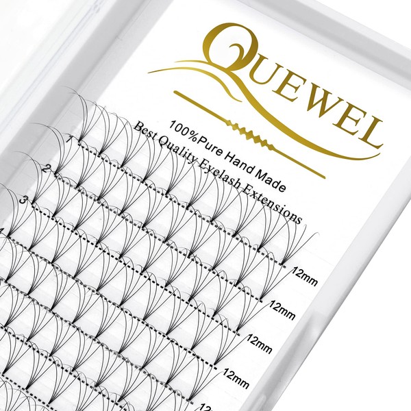Quewel - Extensión de pestañas 4D de volumen ruso prefabricado,