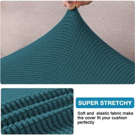 Flamingo P Couch Cushion Cover 2 Cushion Sofa Stretch Individual Seat Sofa Covers Sofa Covers Washable Sectional with Spandex Jacquard Fabric2 Seat Cushion Cover (XL), Deep Teal