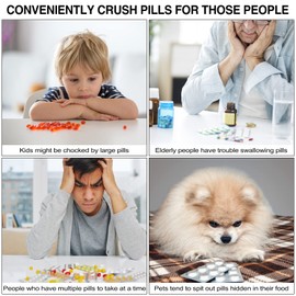 Electric Pill Crusher Grinder - Grind and Pulverize Small and Large Medication and Vitamin Tablets to Fine Powder - Electronic Pulverizer to Crush Multiple Pills - Use for Feeding Tube, Kids or Pets