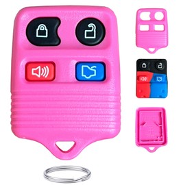 Kepdul Replacement for Ford Escape Explorer Expedition Focus Fusion Mustang Taurus Lincoln Mercury Mazda 4 Button Keyless Entry Remote Smart Keys Shell (4-Button-Pink)