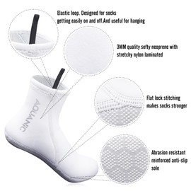 nitescuba Free Diving Socks 2.5mm Neoprene Wetsuit Socks Thermal Water Socks Fin Socks for Snorkeling Surfing Swimming, Middle White, Medium