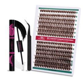 Custom Lashes Set False Eyelashes Extension Dark Brown D curl with Eyelash Glue and Sealer FADVAN (30D+40D-0.07D-Mix 9-16mm)