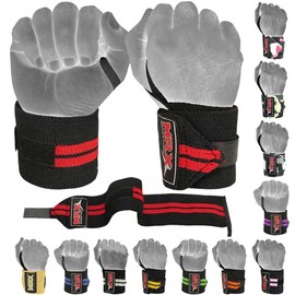 MRX Weight Lifting Gym Training Wrist Wraps for Wrist Support Bodybuilding Workout Wrap Men/Women Pack of 4 (Black/Red)