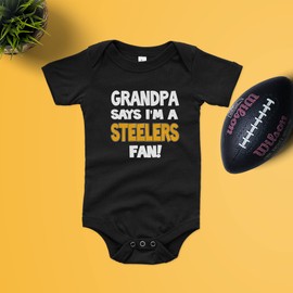 NanyCrafts Baby's My Grandpa says I'm a Steelers Fan Bodysuit 3 Months Black