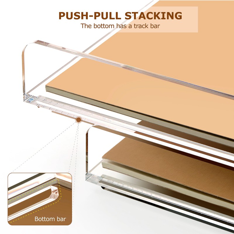 SANRUI 2 Tier Acrylic Stackable Paper Letter Tray, Vertical A4