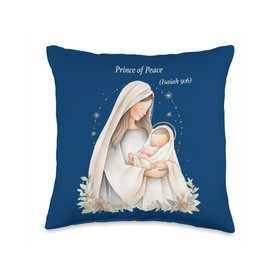 God is Good Christian Gifts and Apparel Christmas Nativity Scene Prince of Peace Mary and Jesus Throw Pillow, 16x16, Multicolor