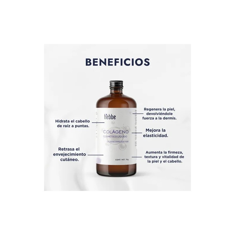 Colgeno Hidrolizado Lquido Hebbe Cosmetics 1kg Rejuvenecedor Piel Cabello