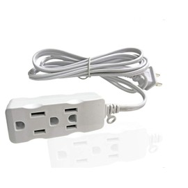 3 Outlet Surge Protector Power Strip, Input :2 Flat pins,Output:3X3pins,3FT,6Ft,9Ft,15Ft Long Extension Cord, with 3rd Grounding Pin,White (4.5m/15Ft)