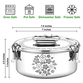 EasyShopForEveryone Stainless Steel Flanera (Laser Design), 7.5 x 7.5 x 3.5 Inches Flan Pan, Capacity 63 fl. oz, Compatible with Instant Pot 6qt, Molde Para Flan