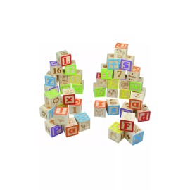 Maxim Deluxe Wooden ABC Blocks. Extra-Large Engraved Baby Alphabet Letters Co...