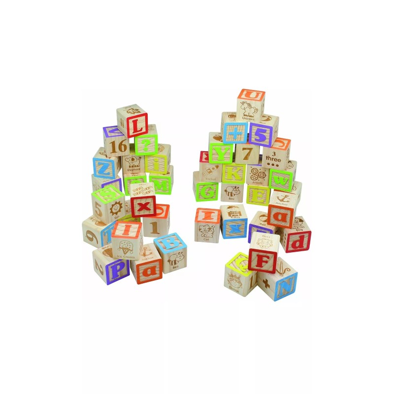 Maxim Deluxe Wooden ABC Blocks. Extra-Large Engraved Baby Alphabet Letters