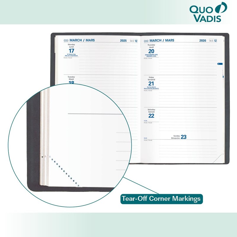 Quo Vadis 2026 Refill for Hebdo - Bi-Lingual (EN/FR) -