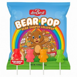 Bear Pop - Teddy Bear Shaped Lollipops Sucker | 32 Count | Individually Wrapped | Assorted Flavors | Kosher | Nut Free | Gluten Free