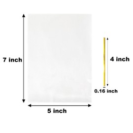 TYPAILYX 100Pcs 5"x 7" Bottom Gusset Bags, Clear Cello Cellophane Plastic Treat Goodie Bags with 100x Twist Ties for Gift Party Favors