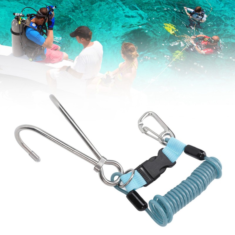 Spring Coiled Diving Hook Stainless Steel Double End Snap Clip