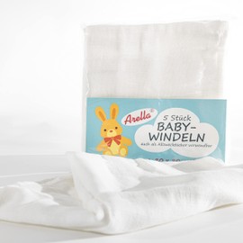 Cloth Nappies 80 x 80 cm Hemmed Burp Cloths Muslin Cloths Pack of 5 Pure Cotton Washable at 95° Oeko-Tex
