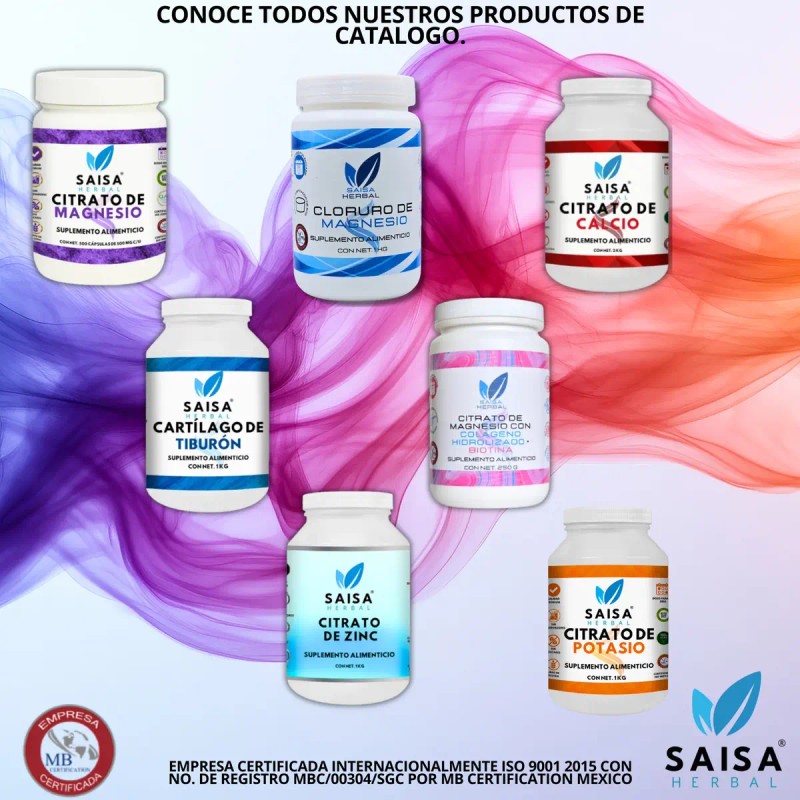 Citrato Magnesio Potasio 500 Cápsulas Suplemento Alimenticio Saisa Herbal Sabor