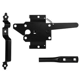 Gate Latch for Wooden Fence, Heavy Duty Self Locking Gate Latch with Handle for Pool/Garden Gate Safety Latch, Gate Hardware Kit for Vinyl/Wood Fence, Black Finish
