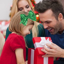 AMYDECOR Green Sequin Bow Headband for Girls - Boutique Style Hair Accessory with Bow Ribbon - 1 Piece