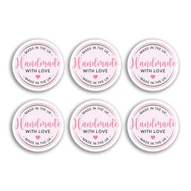 60 x 6cm Stickers - Handmade with Love Made in UK Thank You Order Purchase Packaging Craft Small Business Labels - #77478