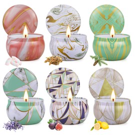 Scented Candles Gift Set for Women, 6 Aromatherapy Candles, 6 Geometric Tins, Aromatherapy, Soy Wax Gifts for Mother's Day, Christmas, Birthday, Valentine's Day, Aromatherapy, Bath, Yoga