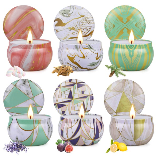 Scented Candles Gift Set for Women, 6 Aromatherapy Candles, 6