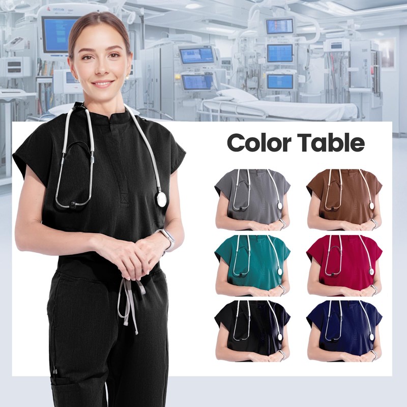 Scrubs for Women Scrub Sets, Slim Scrubs Stretch Top &
