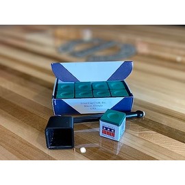 Y2PLAY Deluxe Chalk Stick Holder Pocket Chalker Pool/Billiard Cue Accessory w/One Dozen Silver Cup Tournament Green Chalk
