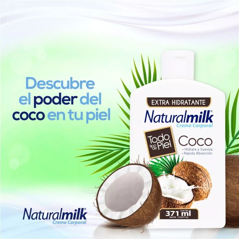 Crema 2pz Naturalmilk Coco Crema Corporal Hidratante Nutre Limpia