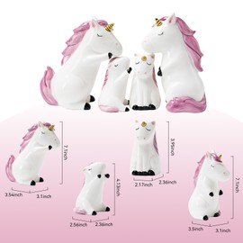 TQUPT 4-Piece Unicorn Statue Set - Unicorn Statues Figurines for Home&Office Decor, Ceramic Combination Statue (Colourful)