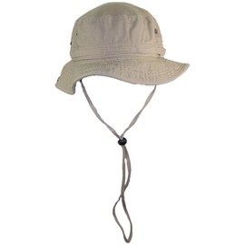 Tropic Hats Summer Floppy/Bucket W/Snap Up Sides, Chin Strap & Mesh Air Holes - Tan Extra Large