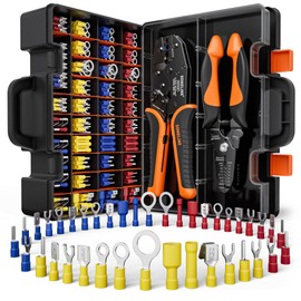 SOMELINE Wire Terminals Crimping Tool, with 39 Sizes Insulated Ratcheting Terminals Crimper Kit of AWG 22-10 Insulated Electrical Butt Bullet Spade Fork Ring Spade Splice Crimp Terminals