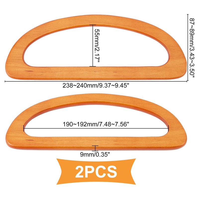 WADORN 2pcs Wooden Bag Handles for Bag Making, Wooden D