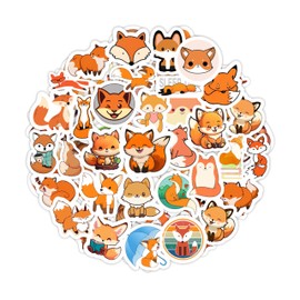 BulbaCraft Fox Stickers for Water Bottle and Laptop - Fox Party Supplies & Decorations, Waterproof Vinyl Decals, Cute Animal and Wildlife Stickers, Gifts for Women & Men