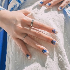Edge U Shop Gel Ocean Blue Nail Tips 16pcs / 엣지유 샵젤 오션블루 네일팁 16pcs