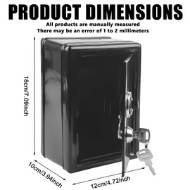 Money Box with Key, Children's Safe with Code, 12 x 18 x 10 cm Safe with Key, Money Safe, Money Box, Safe Money Box, Small Safe, Money Box Safe, Key Combination Lock