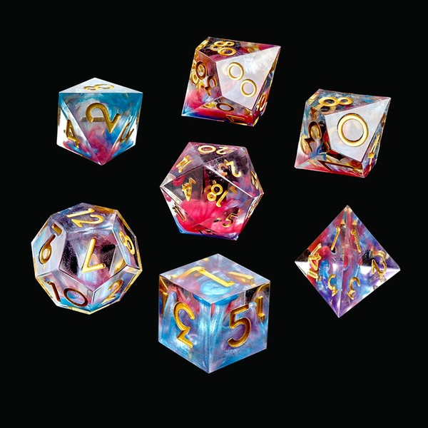 Resin Dice Set 7 Pieces, Sharp DND Dice Set with