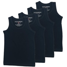 BROOKLYN VERTICAL Boys 4 Pack Undershirt Tank Top - Tagless Cotton Super Soft Runs Small