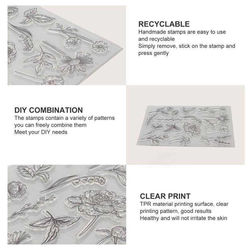 6pcs Clear Stamps Innovative Decorative Flower TPR Clear Stamps for