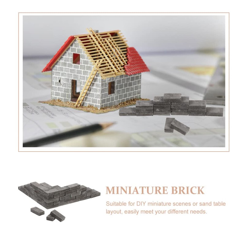 Vaguelly 150 PCS Miniature Brick, 1: 16 Mini Grey Wall