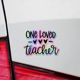 Holographic Decal Stickers of One Loved Teacher Premium Waterproof Vinyl Decal Stickers for Laptop Phone Accessory Helmet Car Window Mug Tuber Cup Door Wall Decoration NVCVER3g90391HO
