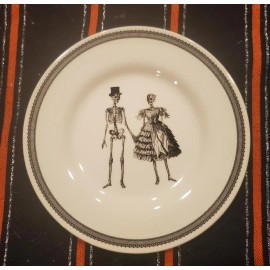 Victian English Pottery Victorian English Pottery Skelton Couple 8 1/2” Salad Plate HTF