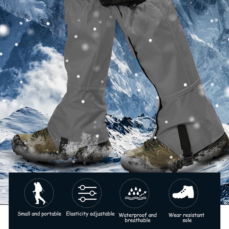 One Pair Snow Leg Gaiters Waterproof Unisex 600D Ripstop Oxford