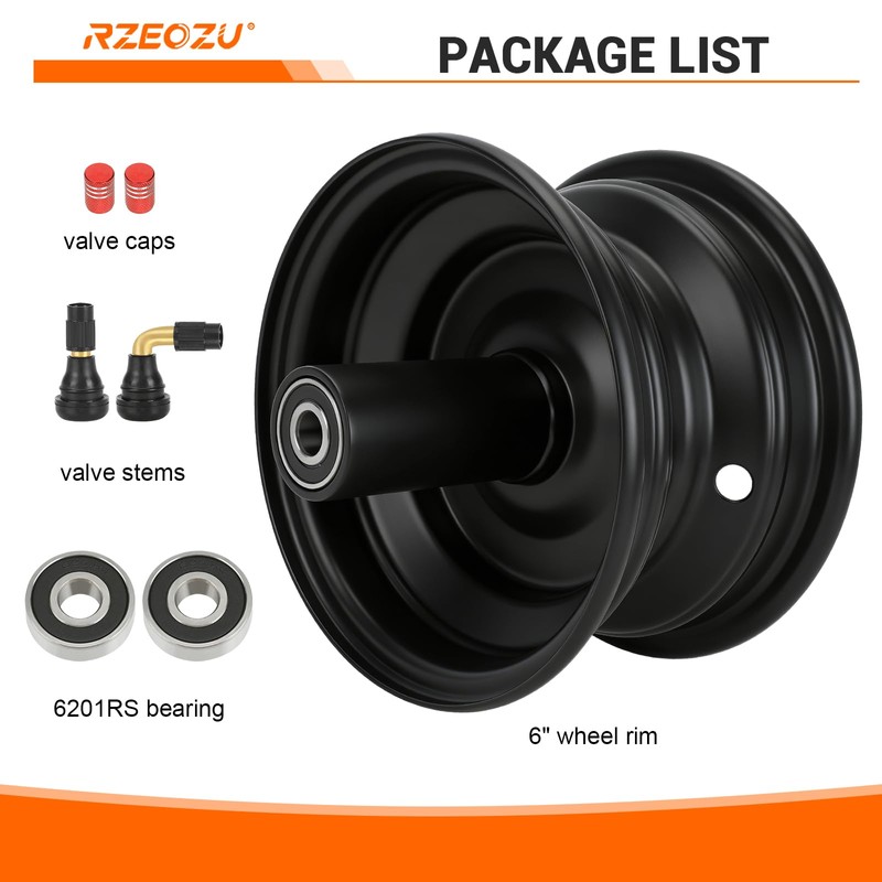 RZEOZU 6" Front Mini Bike Wheel Rims Kit for Mega