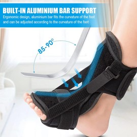Plantar Fasciitis Night Splint, Adjustable Plantar Fasciitis Brace with Massage Ball, Breathable Plantar Fasciitis Support for Flat Feet Achilles Tendonitis Heel Ankle Foot Pain (Black 1)
